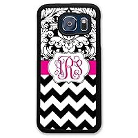 Samsung Galaxy S6, Phone Case Compatible with Samsung Galaxy S6 Damask Chevrons Hot Pink Monogram Monogrammed Personalized SGS6