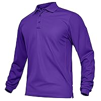 Long Sleeve Polo Shirts for Men Tactical Performance Polo Shirts w Collar Quick Dry Fit Work Shirts Workout Golf