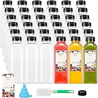 SUPERLELE 36pcs 12oz Empty Plastic Juice Bottles with Caps, Reusable Water Bottles, Clear Bulk Drink Containers with Black Tamper Evident Lids for Juicing, Smoothie, Drinking and Other Beverages