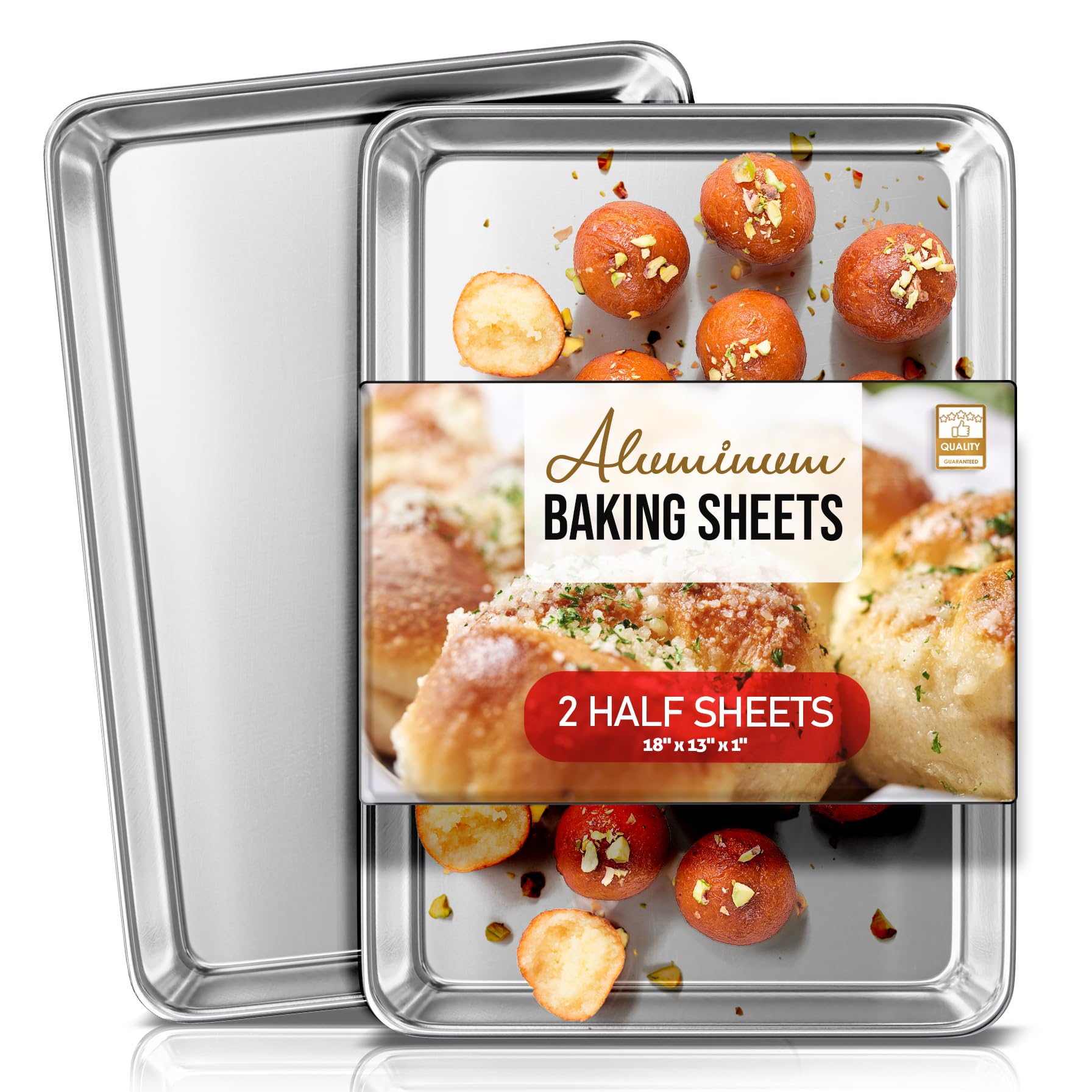 Eatex Aluminum Baking Sheet Set, 2 Pack Cookie Sheet Set, 18” x 13” Steel Baking Pan Set, Quality Cookie Sheets for Baking Nonstick, Half Sheet Baking Pans Set, Baking Sheets for Oven, Half Sheet Pan