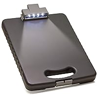 Officemate Deluxe Letter/A4 Size Tablet Clipboard Case with LED Light, Charcoal (83316)