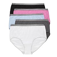 Hanes Women's Just My Size Brief Underwear, Cotton Stretch Brief Panties, Plus Sizes, 5-Pack