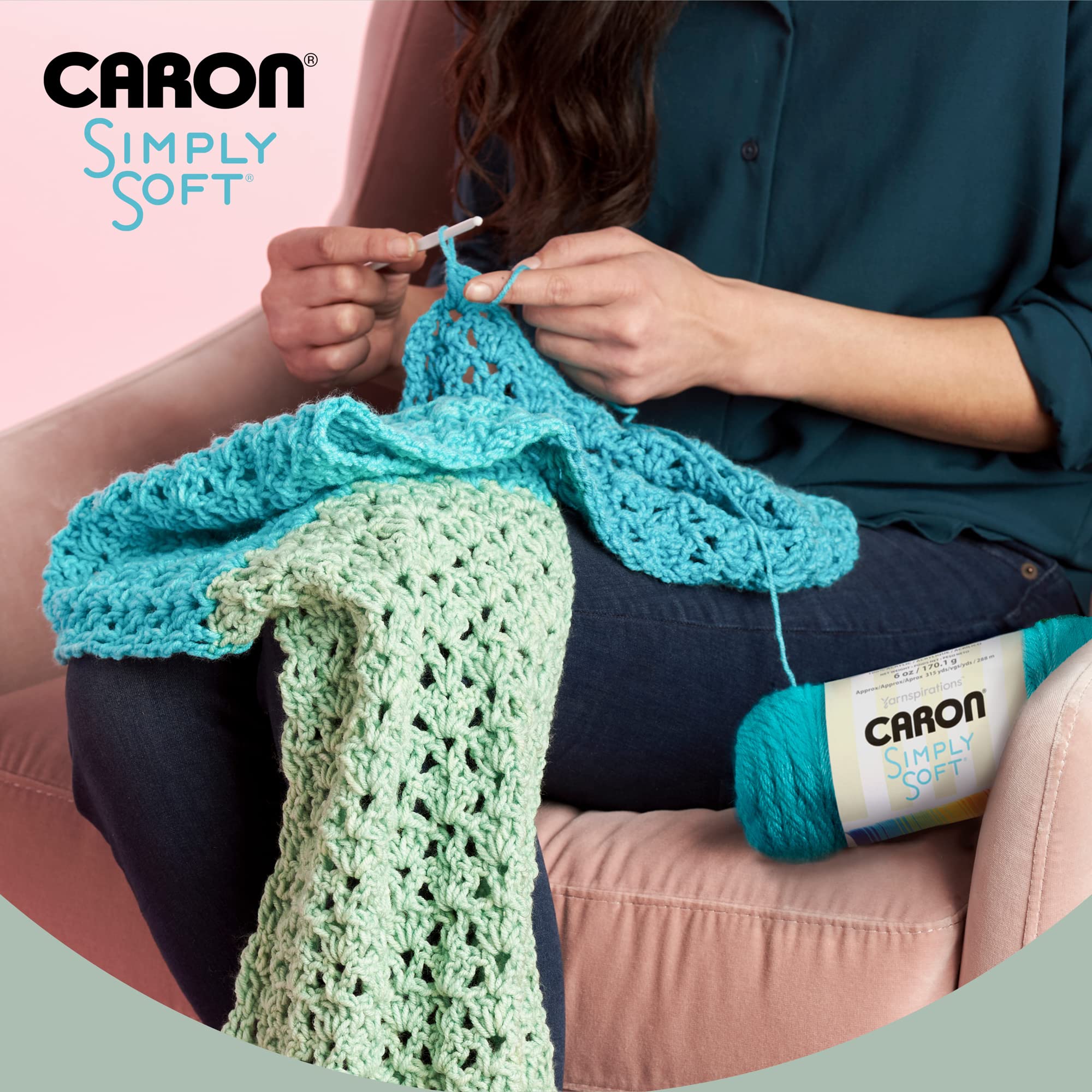 Caron Simply Soft Sage Yarn - 3 Pack of 170g/6oz - Acrylic - 4 Medium (Worsted) - 315 Yards - Knitting/Crochet