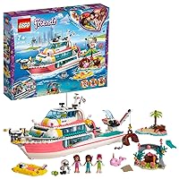 Lego 41381 Friends Rescue Mission Boat and Lego Island Toy for Kids with Olivia, Andrea and Mia Mini Dolls, Plus Robot and Whale Figures, Sea Life Rescue Series