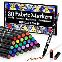  ARTEZA Fabric Paint Markers, Set of 30, Permanent Dual-Tip Textile  Marker, Assorted Colors, Art Supplies for Coloring T-Shirts, Jeans,  Jackets, and Backpacks