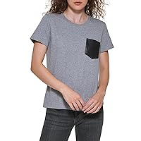 DKNY Women's Basic Short Sleeve Chest Pocket T-Shirt