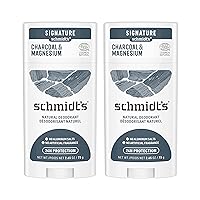 Schmidt's Aluminum Free Natural Deodorant for Women and Men, Charcoal & Magnesium with 24 Hour Odor Protection, Certified Natural, Vegan, Fresh, 2.65 Oz, Pack of 2