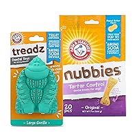 for Pets Chew Toy and Dentral Treats for Dogs | Bundle Includes 1 Gorilla Chew Toy and 20 Pc Peanut Butter Nubbies Flavor Dog Treats | Reduce Plaque & Tartar | Safe for Dogs up to 35 Lbs