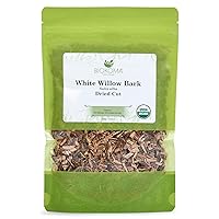 Biokoma Pure and Organic White Willow Bark Dried Cut 100g (3.55oz) In Resealable Moisture Proof Pouch, USDA Certified Organic - Herbal Tea, No Additives, No Preservatives, No GMO, Kosher