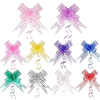 Pull Bows for Gift Wrapping Pull Ribbons and Bows for Gifts Extra Large Knot Gift Wrap Bows Pull String Bows for Holiday,Festival,Wedding Car Decorative 50pcs 10 Assorted Colors 50-5cm