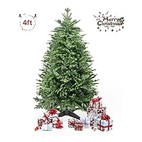 4FT Christmas Tree, 1227Pcs Branches Tips PVC & PE Premium Artificial Christmas Tree, Decorated Xmas Tree with Tripod Stands for Indoor and Outdoor Seasonal Home, Office, Party Holiday Decoration