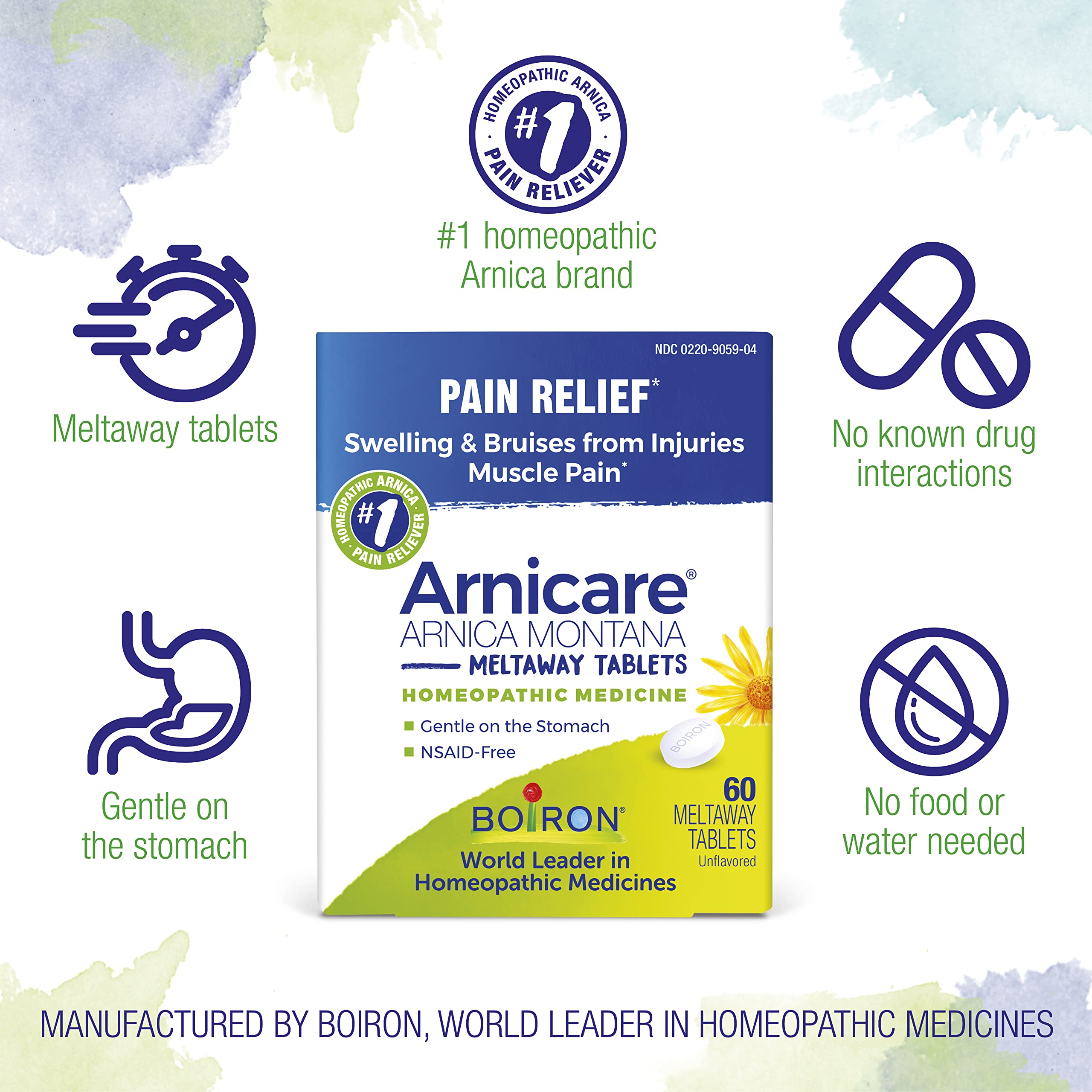 Boiron Arnicare Tablets for Pain Relief from Muscle Pain & Arnicare Bruise Cream for Pain Relief from Bruising and Swelling or Discoloration from Injury - 1.4 oz(Pack of 1)