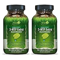 Irwin Naturals Double Potency 5-HTP Extra - 60 Liquid Soft-Gels, Pack of 2 - For Relaxation & Serotonin Production - 60 Total Servings
