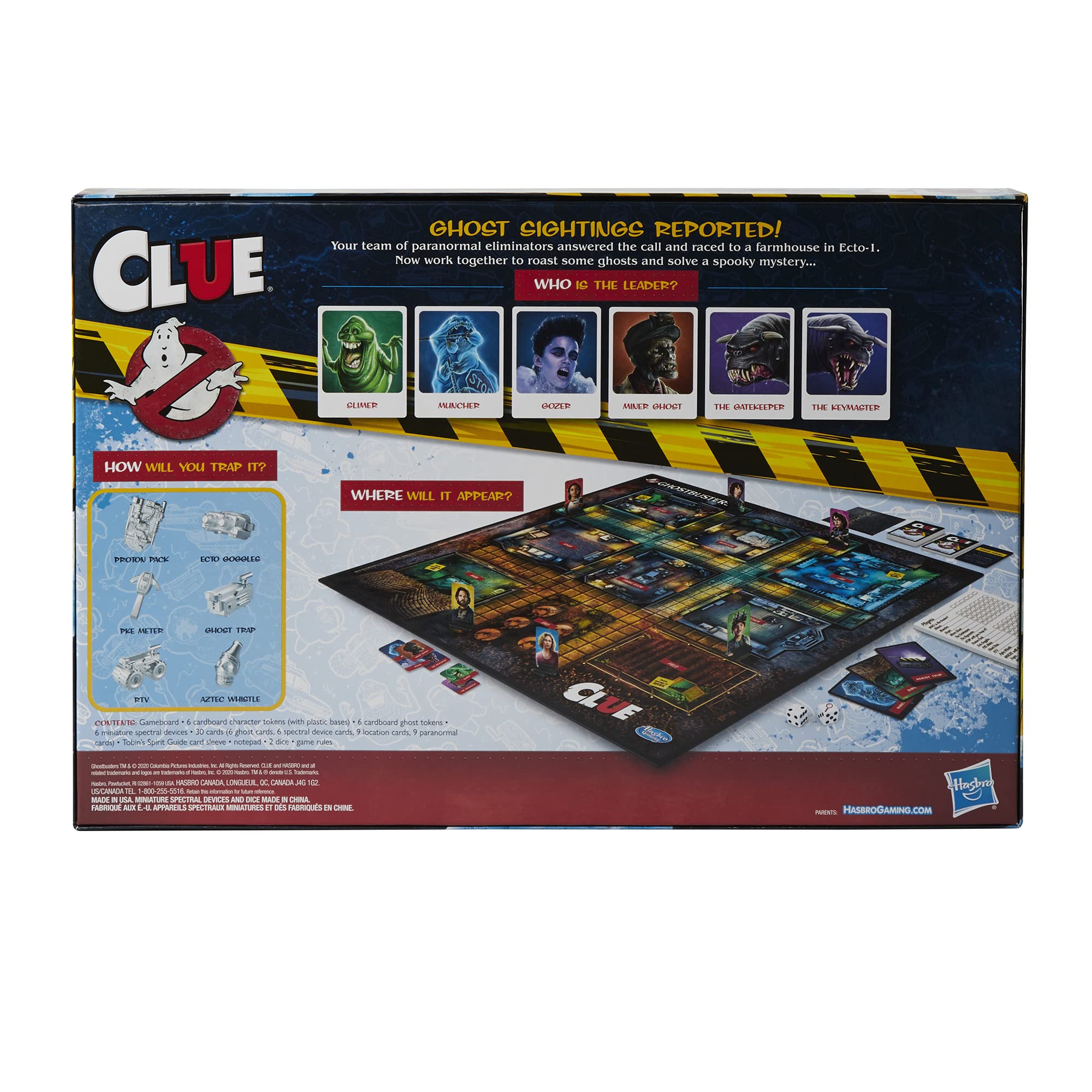 Hasbro Gaming Clue: Ghostbusters Edition Game, Cooperative Board Game for Kids Ages 8 and Up; Players Can Team Up to Battle Ghosts