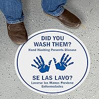 SmartSign “Did You Wash Them, Hand Washing Prevents Disease” Anti Slip Adhesive Bilingual Floor Sign | 17