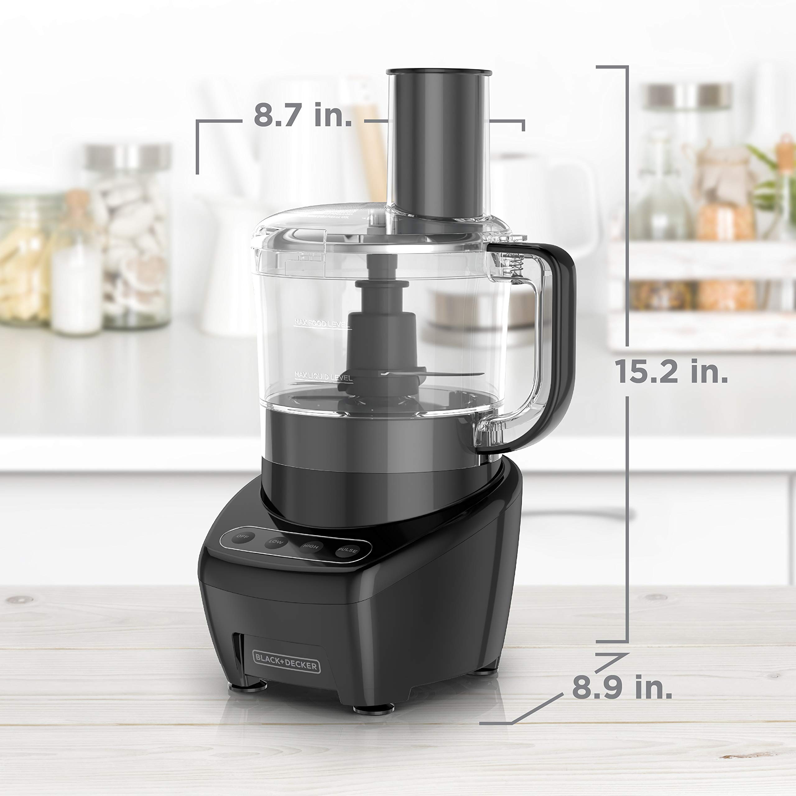 BLACK+DECKER 3-in-1 Easy Assembly 8-Cup Food Processor, Black