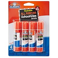 Elmer's All Purpose School Glue Sticks, Clear, Washable, 4 Pack, 0.24-ounce sticks