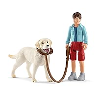 Schleich Farm World 4-Piece Playset for Kids Ages 3+, Walking with Labrador Retriever