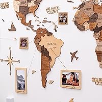 ENJOY THE WOOD 3D Wood World Map Wall Art Large Wood Wall Décor Housewarming Gift Idea Wood Wall Art World Travel Map For Home & Kitchen or Office (Large, Multicolored)