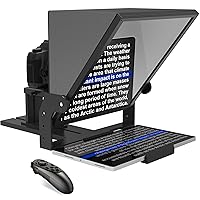 Aluminum Alloy 20 Inch Teleprompter with Remote Control and Free Teleprompter APP Compatible with iOS/Android, Work with Camera, Online Meeting, Video Recorder (20 inch)