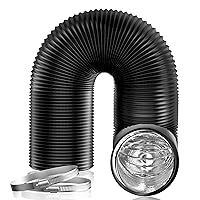 Hon&Guan 3 inch 16 FT Long Air Ducting, Heavy-Duty Four-Layer Protection Dryer Vent Hose for Heating Cooling Ventilation and Exhaust-with 2 Clamps, Black