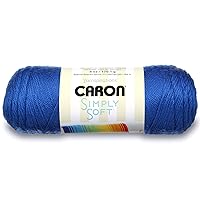Caron H970039767 Simply Soft Solids Yarn, 6oz, Gauge 4 Medium, 100% acrylic - Royal Blue - Machine Wash & Dry