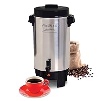 West Bend 58002 Highly Polished Aluminum Commercial Coffee Urn Features Automatic Temperature Control Large Capacity with Quick Brewing Easy Prep and Clean Up, 42-Cup, Silver
