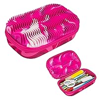 ZIPIT Wavy Pencil Box for Girls | Fidget Box | Silicon Sensory Case | Large Capacity Pencil Case (Pink)