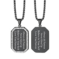 Richsteel Hip Hop Military Army Style Carbon Fiber/Bible/Bullet Dog Tags Pendant Necklace for Men Women Stainless Steel/18K Gold Plated Personalized ID/Name Jewelry (with Gift Box)
