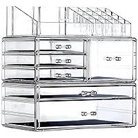 Clear Makeup Storage Organizer Drawers Skin Care Large Cosmetic Display Cases Stackable Storage Box With 6 Drawers For Dresser,Set of 3