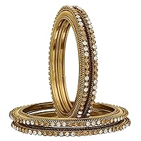 Indian Bollywood Handcrafted Gold tone Bangles Party wear Jewelry for Women & Girls - set of 4 (Color variants Available)