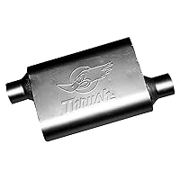 Thrush Muffler Deep Race Tone (Most Applications) Inlet 2.5 Pipe Connection Offset Outlet 2.5 Offset