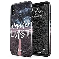 Compatible with iPhone X iPhone Xs Case Wanderlust Desire to Travel and Explore The World Road Landscape Mountains Nature Lets Go Shockproof Dual Layer Hard Shell + Silicone Protective Cover