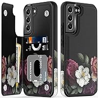 LETO Galaxy S22 Case,Flip Folio Leather Wallet Case Cover with Fashion Flower Designs for Girls Women,with Card Slots Kickstand Protective Phone Case for Samsung Galaxy S22 6.1