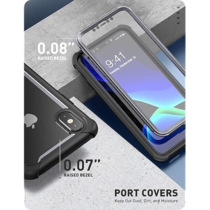 i-Blason Ares Full-Body Rugged Clear Bumper Case for iPhone Xs Max 2018 Release, Black, 6.5