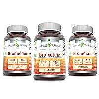 Amazing Formulas Bromelain 500 Mg Tablets Supplement | Non-GMO | Gluten Free | Made in USA (120 Count | 3 Pack)