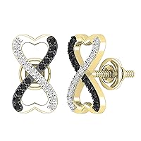 Dazzlingrock Collection Round Gemstone & White Diamond Ladies Heart Shaped Infinity Stud Earrings, Available in Various Gemstones & Metal in 10K/14K/18K Gold & 925 Sterling Silver