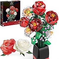 EDUCIRO Flowers Bouquet Building Set (818 PCS) - Christmas, Mother's Day, or Valentine's Gifts Ideal for Kids, Women,Girls and Boys, Roses Toy Building Set with Vase