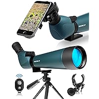 CREATIVE XP Spotting Scopes 20-60x80mm or 20-60x60mm Zoom with FMC Lens, 45 Degree Angled Eyepiece, Fogproof Spotting Scope with Tripod, Compact with Phone Adapter for Birding Watching