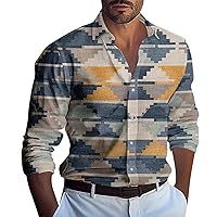 Button Down Shirts for Men Casual Long Sleeve Regular Fit Flower Print Beach Shirts Summer Casual Beach Shirt