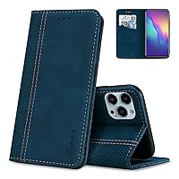 iPhone 13 Pro Case, iPhone 13 Pro Phone Case PU Leather Flip Case for iPhone 13 Pro Folio Wallet Case Cover with Card Holder Magnetic Closure Kickstand Shockproof Phone Cover - 6.1 Inch Blue