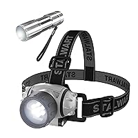 Stalwart - 75-SP139 LED Headlamp, Adjustable Headband and Flashlight Set, Battery Operated 48 Lumen LED Bulbs, for Camping, Running, Hiking, and Emergency by