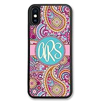 iPhone Xs Max, Phone Case Compatible with iPhone Xs Max [6.5 inch] Pink Paisley Monogrammed Personalized IPXSM