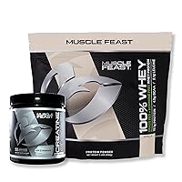 Muscle Feast 100% Whey + Creatine Bundle: (1) 100% Whey Protein (Vanilla, 5lb) + (1) Creatine Powder (Unflavored, 300g)