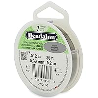 Beadalon 7 Strand Stainless Steel Bead Stringing Wire, 0.012 in / 0.30 mm, Bright, 30 ft / 9.2 m