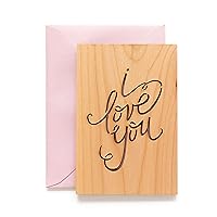 I Love You Calligraphy Wood Card [Handmade Gifts, Anniversary, Wedding, Birthday, Just Because]