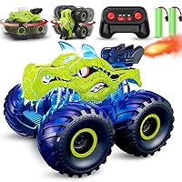 Scientoy Remote Control Car, 360° Rotating RC cars for boys 4-7 with Spray, Light & Sound, 2.4 GHz All Terrain Monster trucks, Dinosaur Toys for Kids 3 4 5 6 7 8 with 2 Batteries, Gifts for Boys Girls