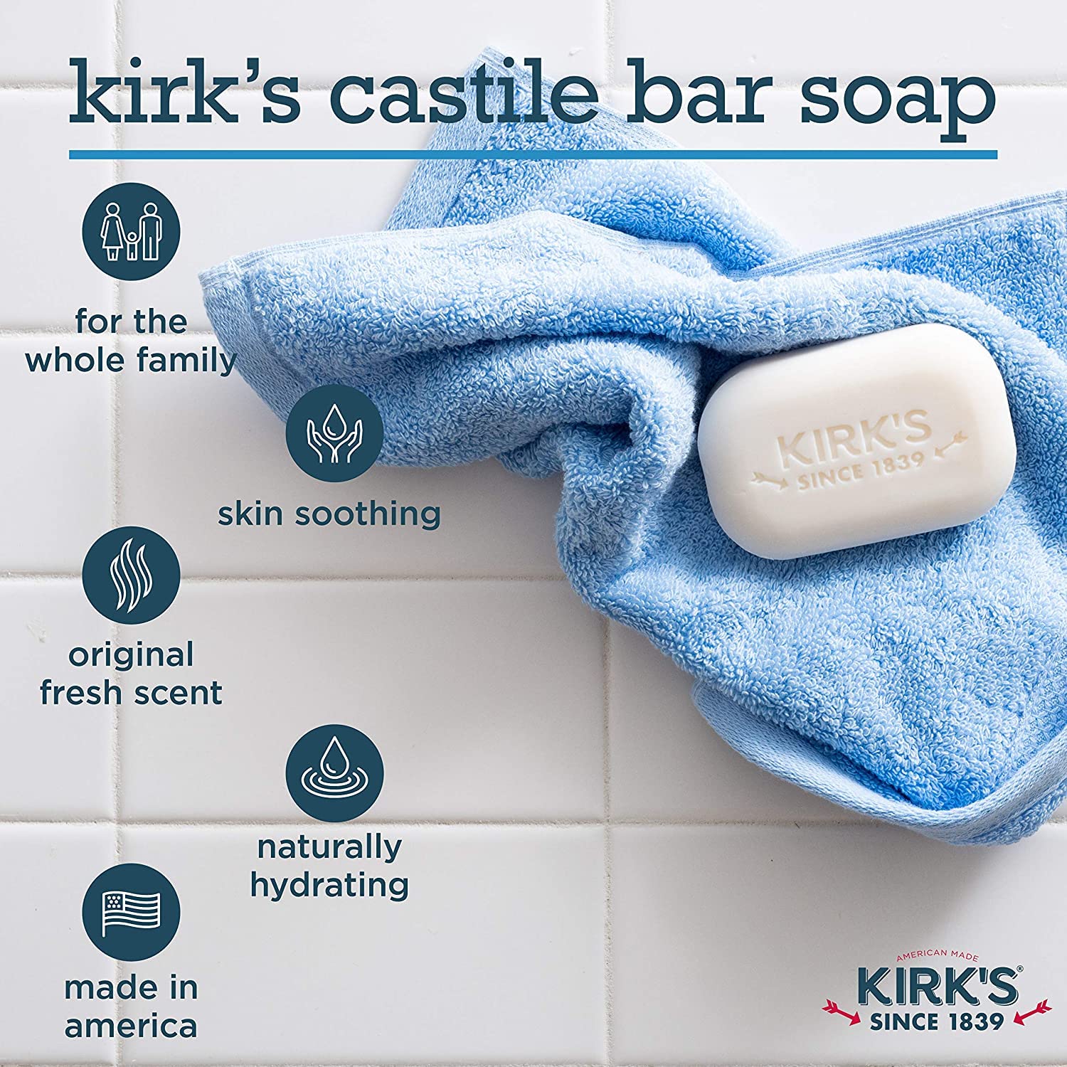 Kirk's Castile: Coco Castile Bar Soap, Original 4 oz (2 pack)