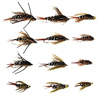 9/12 Caddisflies/Mayfly/Attractor Nymph/Dragonflies and Damselflies/Stonefly/Hopper/Salmonfly/Dry Flies for Trout Fly Fishing Flies Lure Assortment