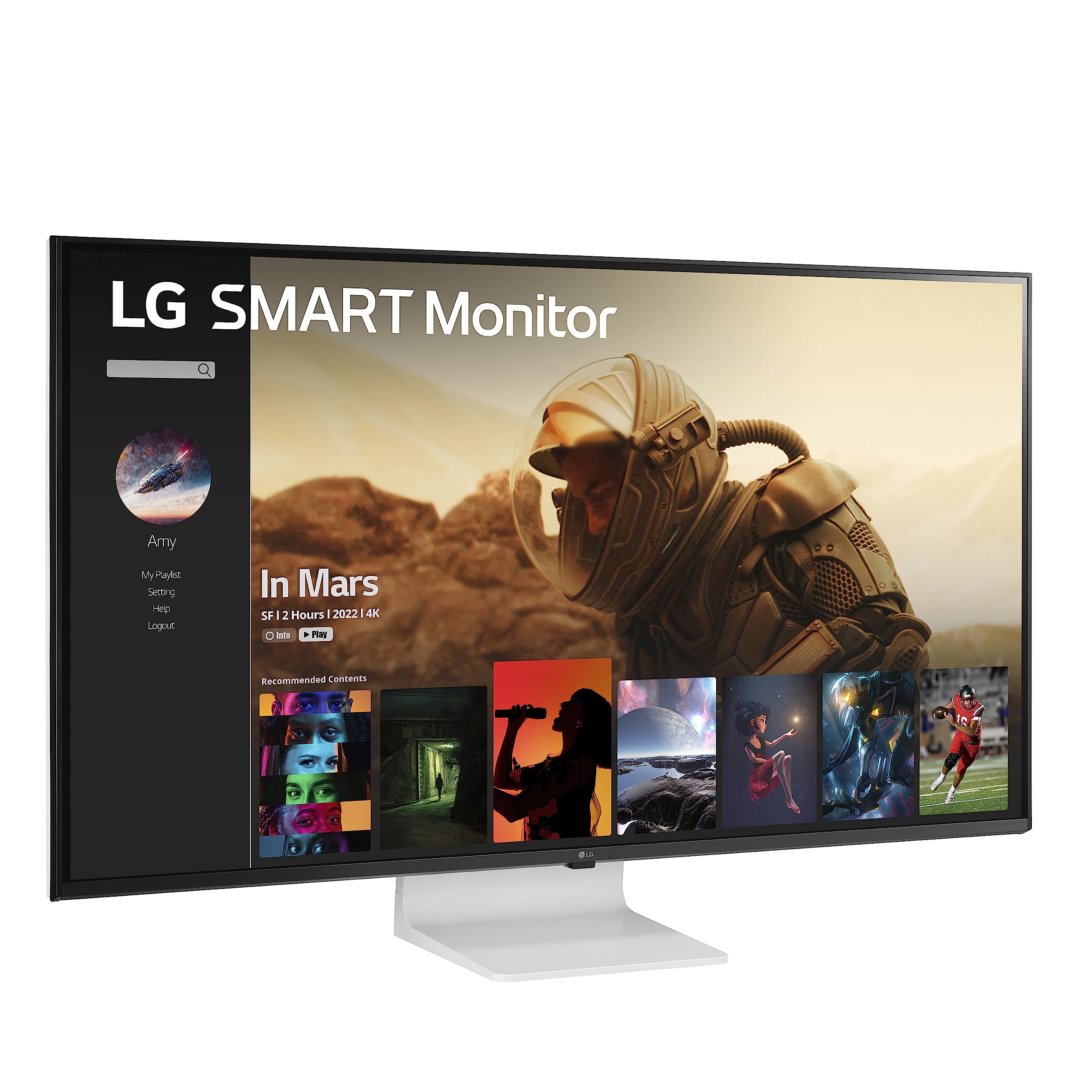 LG Smart Monitor (43SQ700S) -43-Inch 4K UHD(3840x2160) IPS Display, webOS Smart Monitor, ThinQ Home, Magic Remote, USB Type-C™, 2x10W Stereo Speakers, AirPlay 2, Screen Share, Bluetooth,White